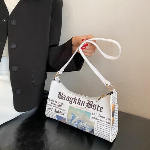 Ladies Popular Underarm Bag Fashion PU Leather Womens Shoulder Bag 2021 Summer Letter Printing Buckle Handbags Luxury Designer