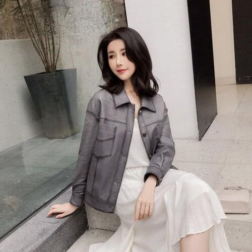 Vintage Genuine Leather Jacket Women 2020 Spring Autumn Real Sheepskin Leather Coat Motorcycle Jackets Chaqueta Mujer