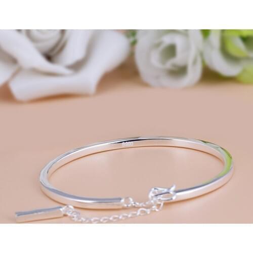 YJ-B-S443 New Fashion Pure Silver Bracelet 990 Ethnic Style Retro Silver Bracelest Womens Simple Hand Ornaments Ladies Bangles