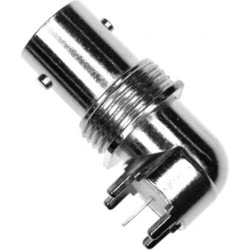 100PCS BNC JACK Female socket right angle 50 OHM PCB Through hole coaxial connector RF free shipping