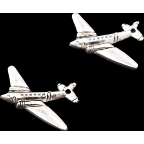 20pcs Silver Plated Jet Plane Pendant Hip Hop Bracelet Earrings Metal Accessories DIY Charm For Jewelry Crafts Making M888