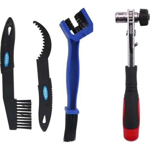 3Pcs Machine Motorcycle Bike Chain Wheel Clean Cleaning Brush Motorbike Tool Set with Mini Rapid Ratchet Wrench