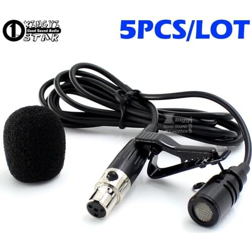 5Pcs Mini XLR 4 Pin TA4F Condenser Mic Lapel Lavalier Mike Tie Clip Microphone For SHURE Karaoke Wireless BodyPack Transmitter