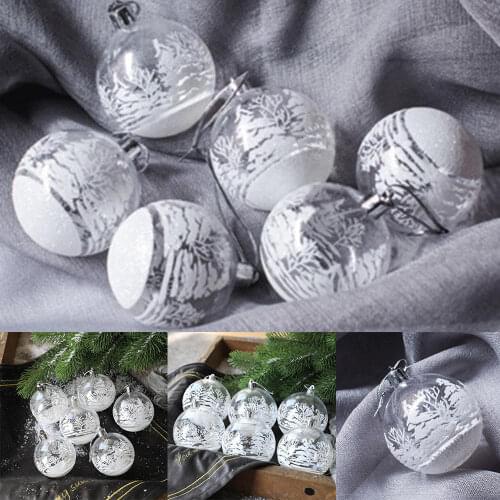 6pcs 6cm Transparent Open Plastic Christmas Decorations Ball Clear Bauble Ornament Gift Present Box Decoration 2021Christmas