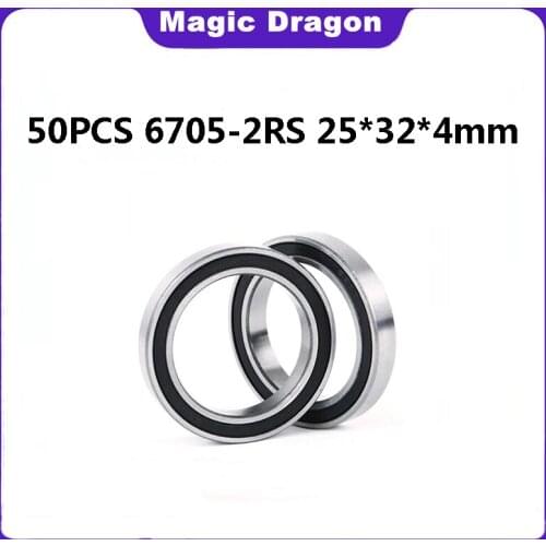 Free Shipping 50PCS ABEC-5 6705-2RS High quality 6705RS 6705 2RS RS 25x32x4 mm ultra-thin Rubber seal Deep Groove Ball Bearing