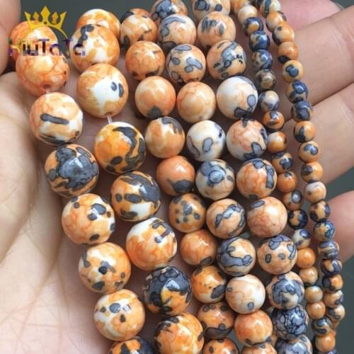 Orange Colorful Rain Jaspers Stone Beads For Jewelry Making Natural Round Beads DIY Bracelet Accessories 15'' 4/6/8/10/12/14mm