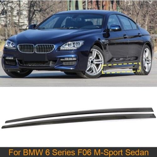Gloss Black Car Side Skirts Extension For BMW 6 Series F06 M-Sport Sedan 4 Door 2012-2017 Bumper Side Skirts Lip Carbon Fiber