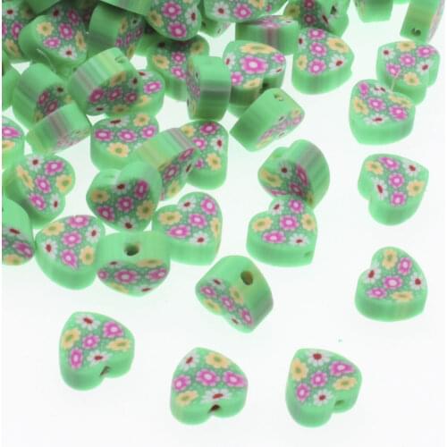 CHONGAI 100Pcs Love Heart Shape Polymer Clay Spacer Loose Beads For DIY Bracelet Necklace Accessories 10mm