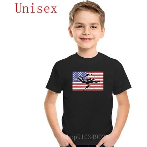 Scu-ba Diver American Flag printed children T Shirt New Design Most popular kids T shirts Cotton boy clothes girls clothes