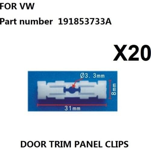 20Pcs Roof Rail Moulding Clip Retainer For Volkswagen VW Pssat B3 B4 , Golf A2, Jetta 2 , Seat Toledo / Ibiza 191-853-733-A