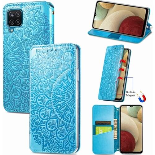 Luxury Emboss Flip Wallet Case for Samsung Galaxy M12 2021 Leather Magnetic Card Book Cover for Galaxy M12 Case M 12 Phone Funda