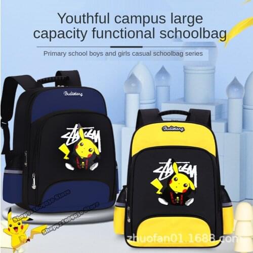 Pokemon Pikachu Schoolbags Canvas Backpack Students Shoulders Bag Pocket High Capacity School Bags Laptop Bags Travel Bags Gifts