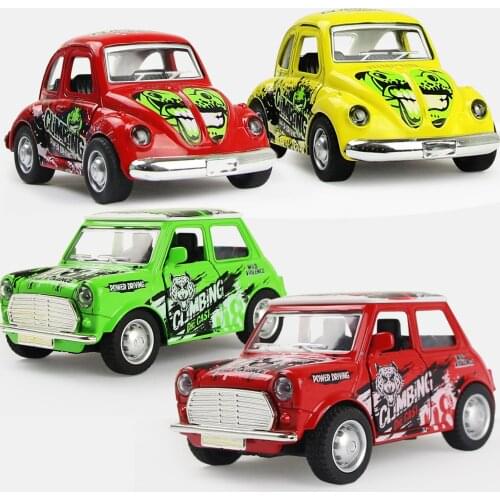 Simulated Mini Alloy Car Toy Door Openable Vehicle Pull Back Function Diecast Model Classical Car Collection Gift for Boys Kids