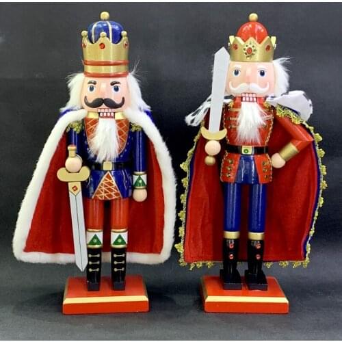 38cm Christmas King nutcracker soldier puppet Christmas wood carving painted nutcracker children Christmas gift toy ht182