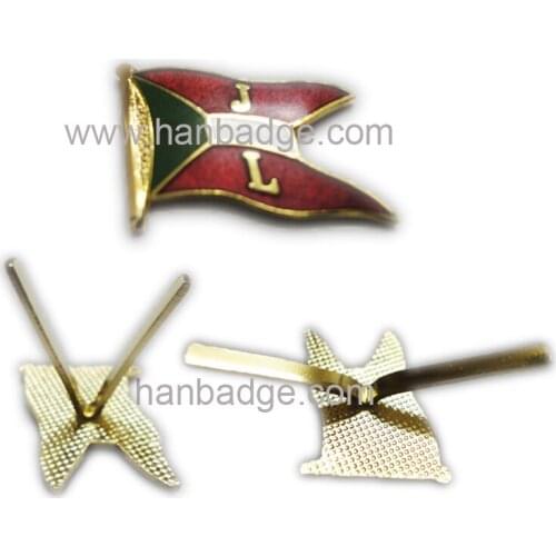 Customized Lapel Pins Custom Badge Die Struck Brass Hard Enamel Emblem In Gold Finish With V Leg Back