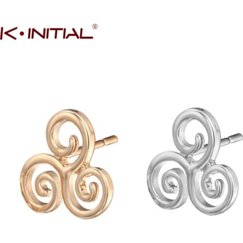Kinitial Fashion Triskelion Statement Earrings Geometric Swirl Stud Earrings For Women Girl Earing Modern Female Punk Jewelry