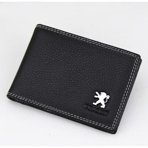 Leather car drivers license bag passport wallet for Peugeot badge mens business card holder auto Accessories credit cards