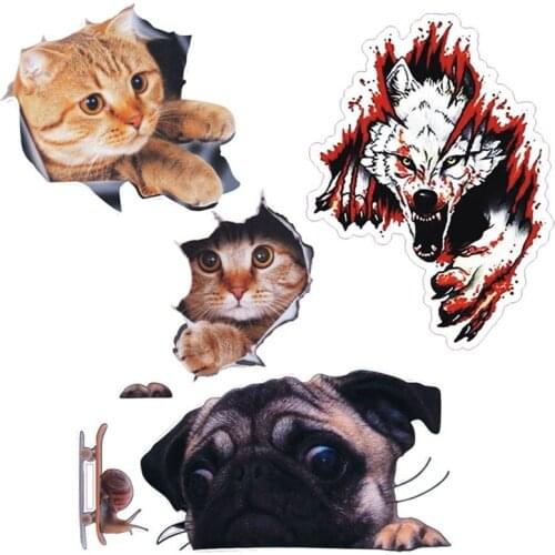 Creative 3D Cartoon Cat Dog Car Stickers Auto Rear Windshield Vehicle Window Wiper Decal Styling Decoration Car Accessories