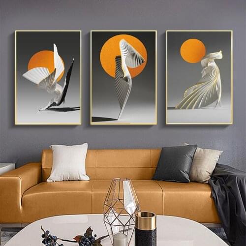 Creative Abstract Orange Sun Canvas Poster Wall Art Painting Nordic Posters And Prints Wall Pictures For Living Room Home Decor