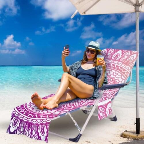 Recliner Bed Beach Towel Summer Outdoor Garden Pool Sun Lounger Cover Sandle Deck Long Chair Towel With Pocket