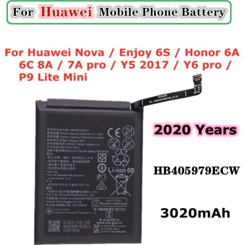 For Huawei Nova Enjoy 6S Honor 6C 6A 7A 7S 8A 7A Pro Y5 Y6 Y6 Pro 2017 P9 Lite Mini Mobile battery 3020mAh HB405979ECW Battery