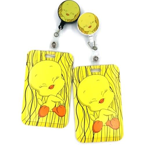 Cartoon Duck Yellow Cute Credit Card Cover Lanyard Bags Retractable Badge Reel Student Nurse Exhibition Enfermera Name Clips