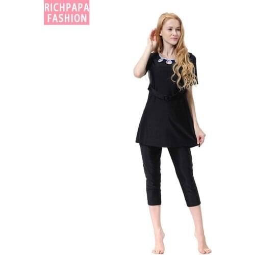 Muslim Swimsuit Islamic Lady Conservative Bathing suit Full Cover Beach Skirts Muslimah Burkinis Short Sleeves Swim Wear