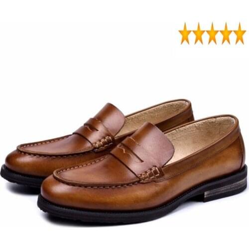 Men 2021 British Summer Style Genuine Leather Breathable Slip On Casual Shoes Zapatos Hombre Chaussure Homme Plus Size