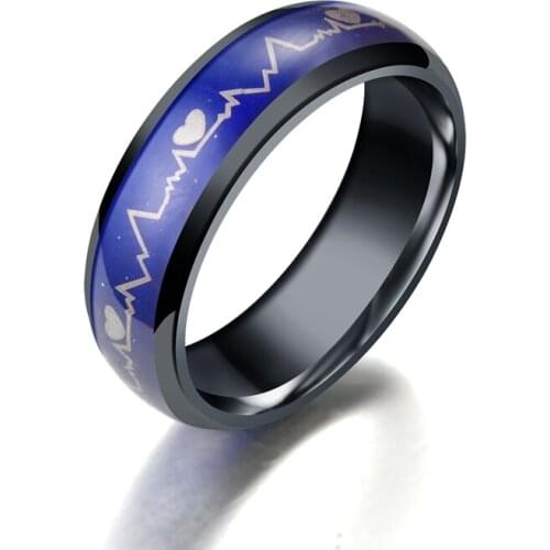MOREDEAR 6mm Black Mood Rings Temperature Emotion Feeling Engagement Rings Women Men Promise Rings For Couple
