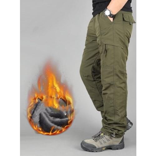 2021 Winter Mens Thicken Cargo Pants Warm Military Army Tactical Cotton Multi Pockets Trousers Combat Military Baggy Sweatpants