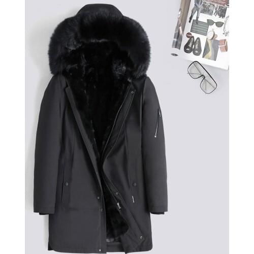 Real Fur Coat Men Mink Fur Liner Duck Down Winter Coat Men Real Fur Parka for Mens Clothing Plus Size Casaco 8235 YY820