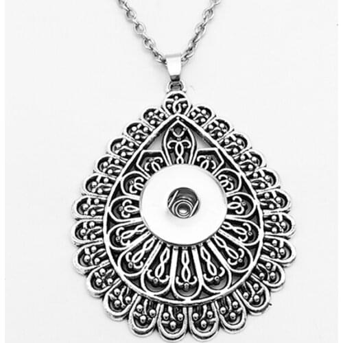 New Classical waterdrop snap button jewelry necklace Stainless steel chain (fit 18mm 20mm snaps) NA678990