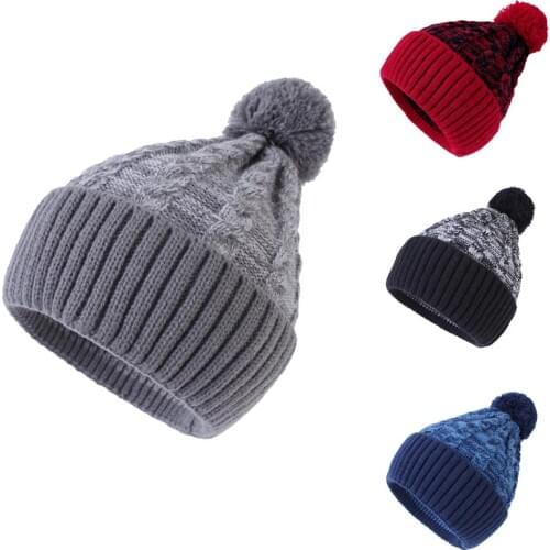 Connectyle 2019 New Style Classic Boys Girls Autumn And Winter Single Ply Knit Warm Earflap Cuff Beanie Hat With Pom