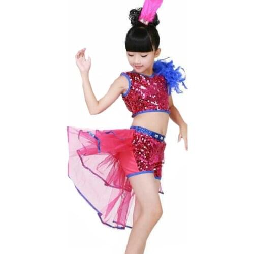 New Childrens Costumes Girl Jazz Dance Sequins Costumes Hip-Hop Modern Dance Costume Children Hip-Hop Dance Costumes
