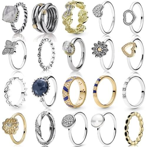 NEW 2019 100% 925 Sterling Silver Shine Stones and Stripes Rope Bands Ribbon Ring for Europe Women Original Fashion Jewelry Gift