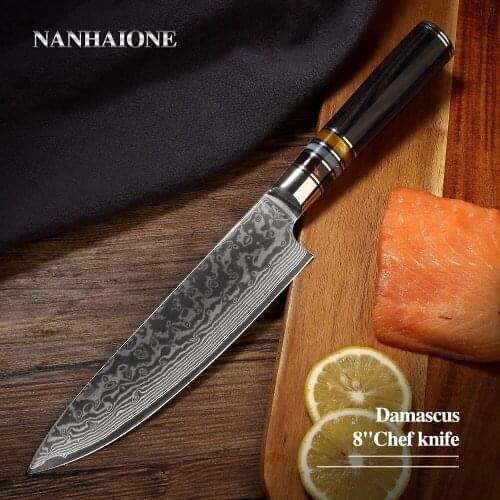 NANHAIONE High Quality 8"Inch Utility Chef 67 Layers Damascus Steel Kitchen Knives Sharp Cleaver Gift CL106
