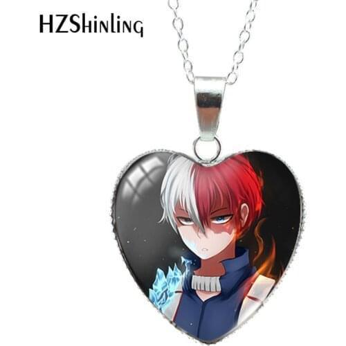 My Hero Academia Heart Shaped Glass Cabochon Pendants Fashion Jewelry Necklace