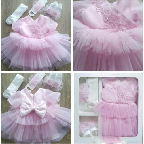 Baby Dress Models New Doğan Wedding Birthday Baptism Tulle Wedding Dress Custom Design Cotton For 3 and 6 Months Sizes 5 piece