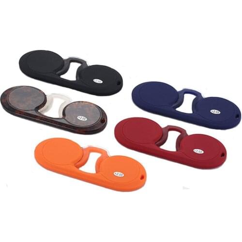 Portable Silicone Nose Clip Pocket Reading Glasses Vintage Classic Flat Mirro Magnifying Presbyopic Rimless Readers Spectacles