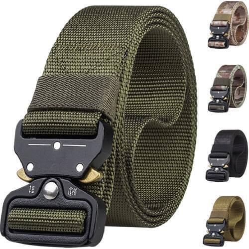 Tactical Belt Men Adjustable Quick-releasing Nylon Belt Military Army Waist Belts With Metal Buckle Outdoor Hunting Accessories