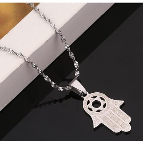Stainless Steel Silver Color Hexagram Pendant Necklace Trendy Magen David Israel Judaica Jewelry