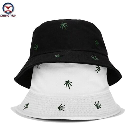 Hat spring and summer Maple leaf embroidery double-sided wear Leisure beach fisherman hat boys and girls students sunshade hat
