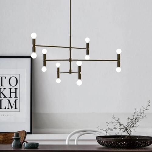 Nordic Modern LED chandelier lighting rotatable adjustable gold hanging light Pendant lamp for dinning living room foyer