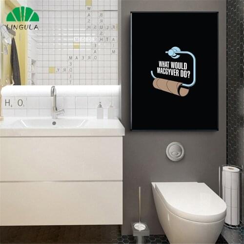 Modern Minimalistic Watchmen Wall Decor Canvas Well Funny Plakat Quotes Toilet Paper Black Painting Wall Pictures for Bathroom