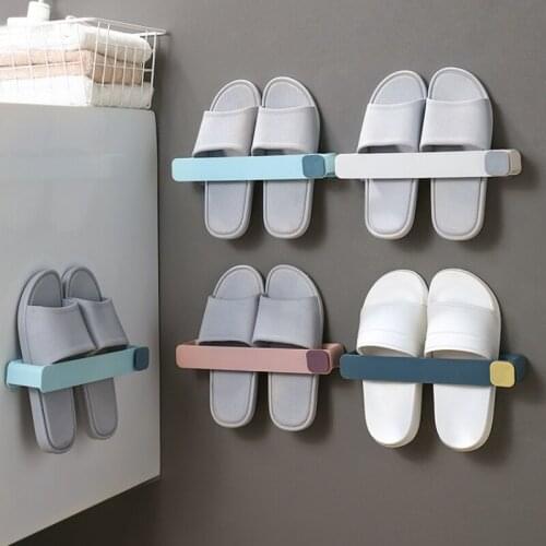 Bathroom slippers rack toilet rack wall-mounted free punch hook toilet storage artifact foldable bathroom suction rack shelves