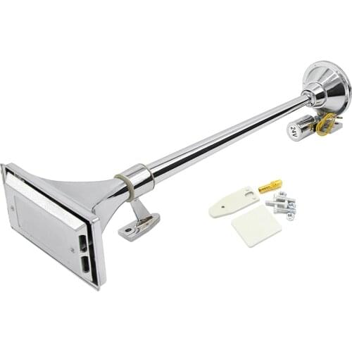 Super Loud Single Trumpet Square Semi Truck Air Horn 12V/24V with Electric Valve Control Hose 640MM Car Replacement Parts