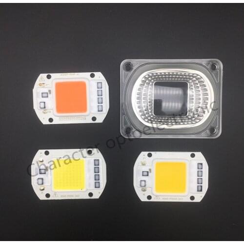 LED COB Grow Chip White Chip+Lens Reflector 50W 30W 20W 110V/220V For LED Flood Light DIY Outdoor light