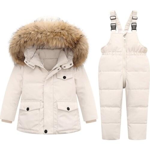-30℃ warm winter jacket for baby girls clothing coats & outerwear duck down kids boy clothes parka real fur ski snowsuit Russia