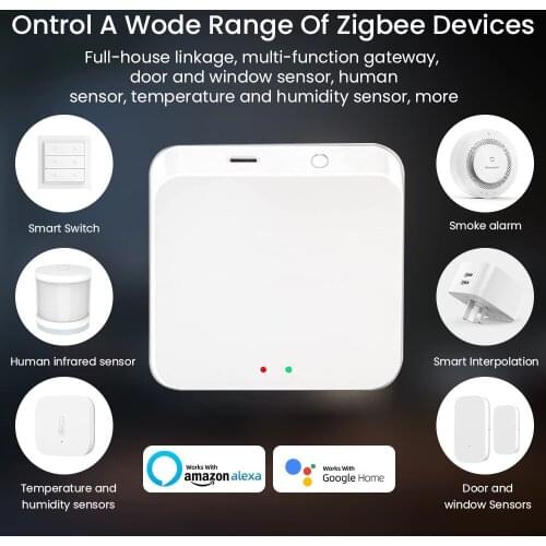Tuya ZigBee 3.0 Smart Hub, Wireless/Wired Gateway Bridge for App Voice Remote Control, Works with Alexa Google Home Assistant