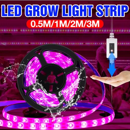 USB Hand Sweep Switch Grow Light Strip LED Full Spectrum Plant Lamp LED Phyto Tape 1m 2m 3m Indoor Flower Seed Growth Light 5V